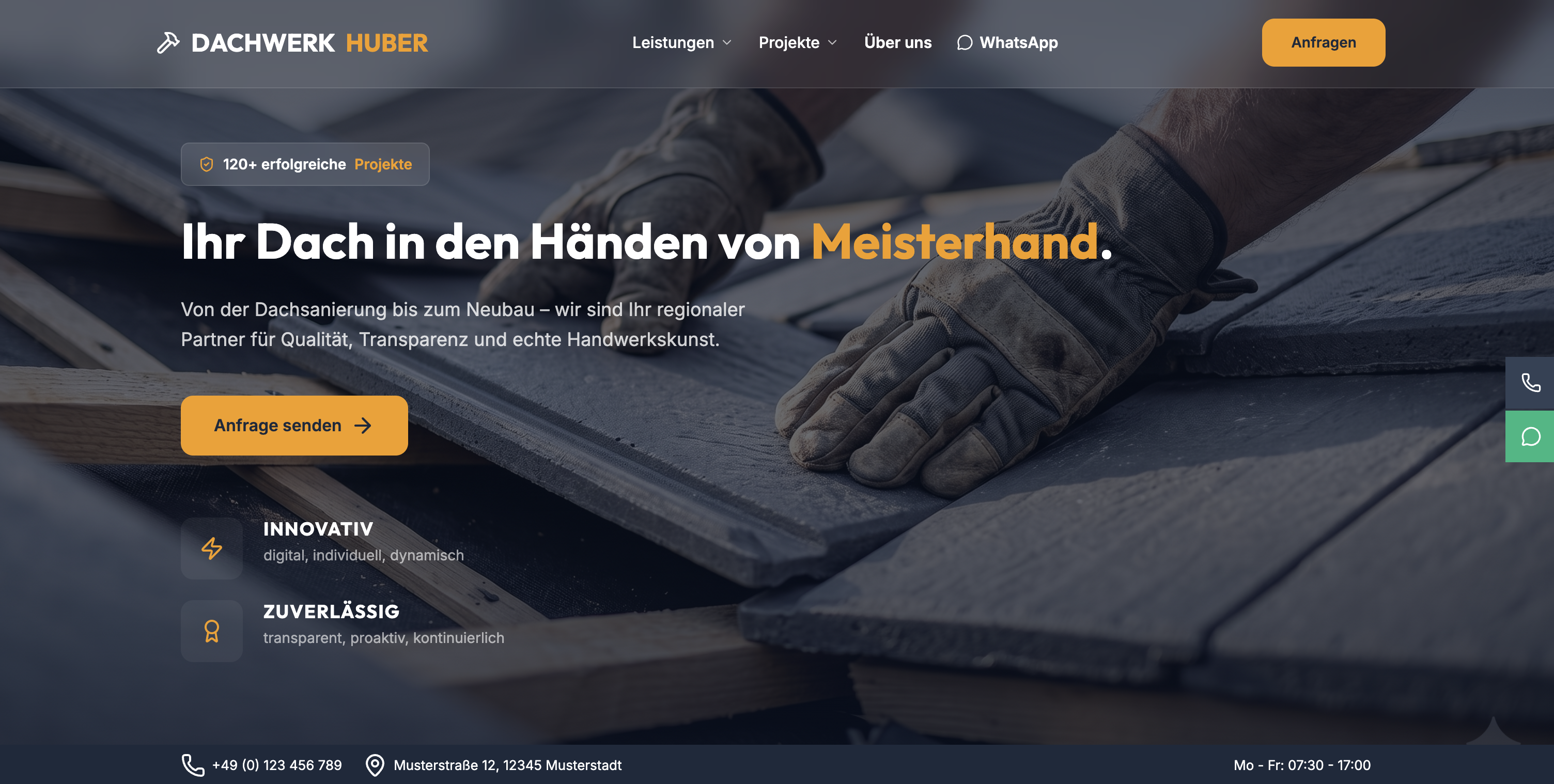Dachwerk Huber – Webseite erstellt von Growback
